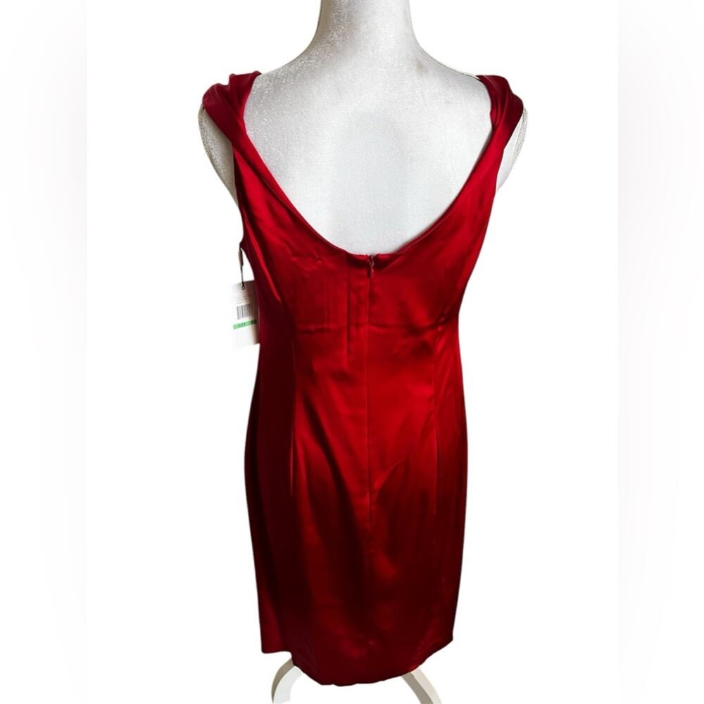 Calvin Klein NWT Red Satin Bombshell Midi Dress Size 8 formal cocktail party - Picture 6 of 6